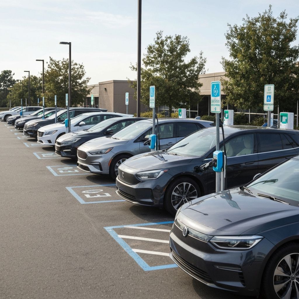 EV charging stations in commercial parking structure