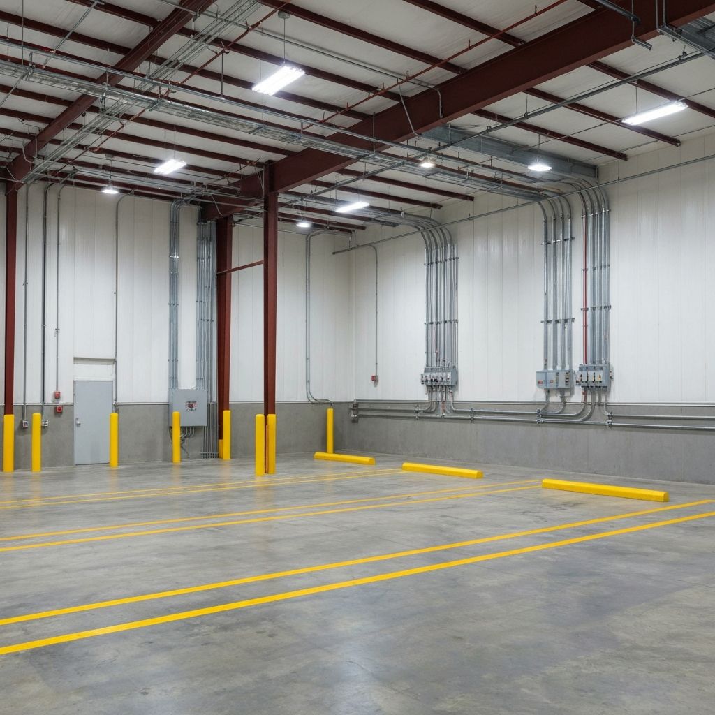 Warehouse forklift charging stations with dedicated electrical circuits and load management