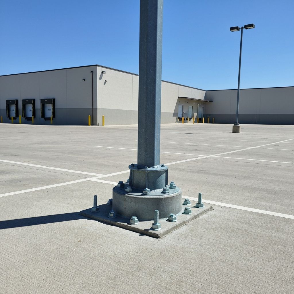 Warehouse yard lighting ,  pole base repair