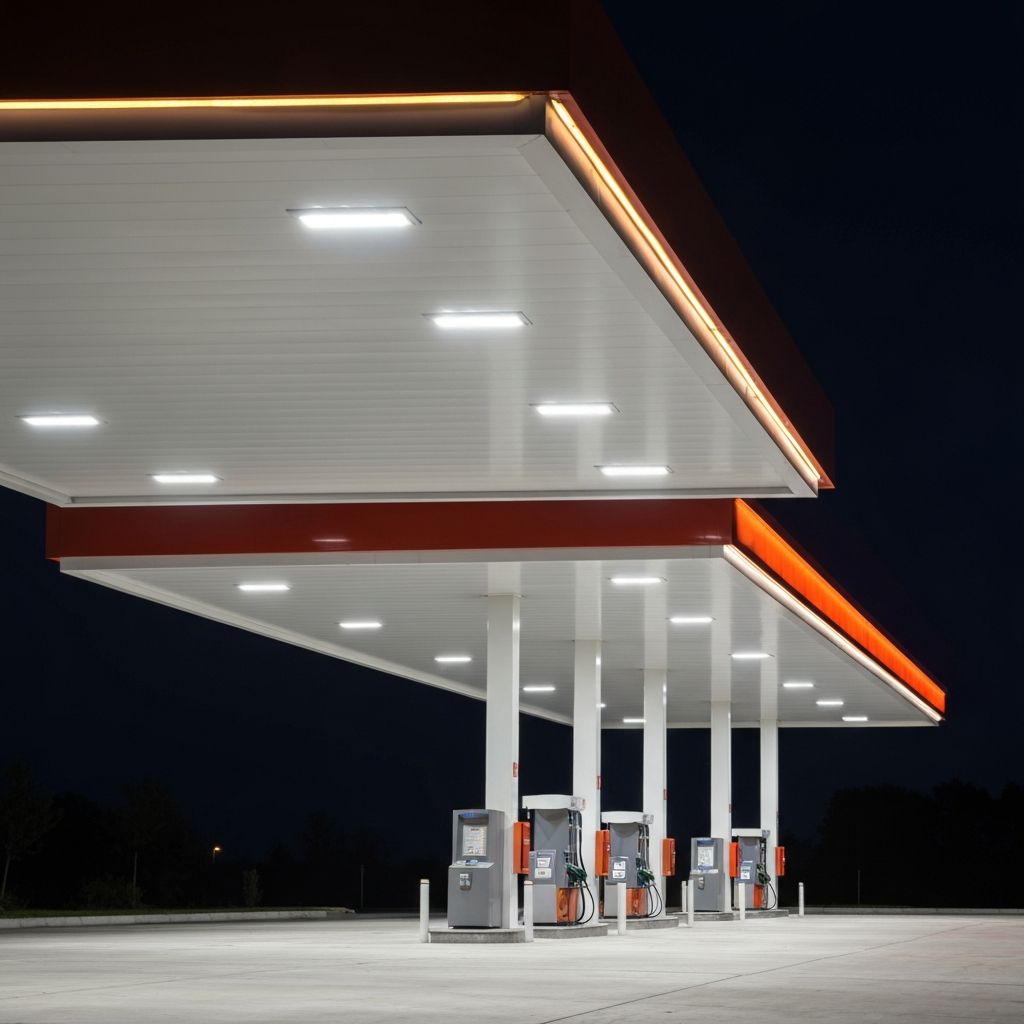 Gas station canopy lighting upgrade